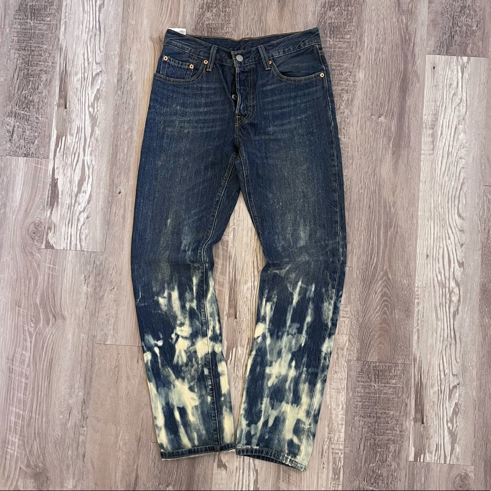 OOAK Levi’s 501 bleach dyed full length straight leg denim jeans